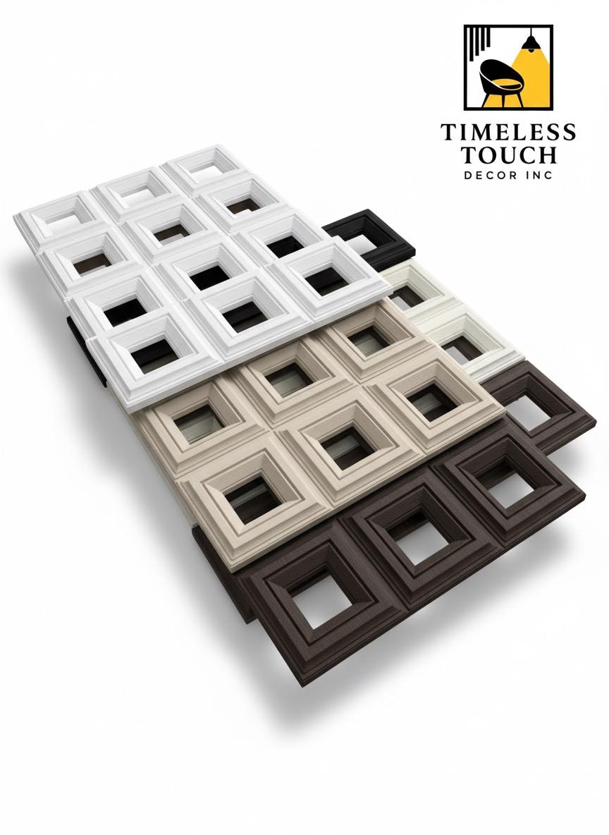Architectural 3D Modular Geometric Wall Panels (Warm Beige/Off-White)