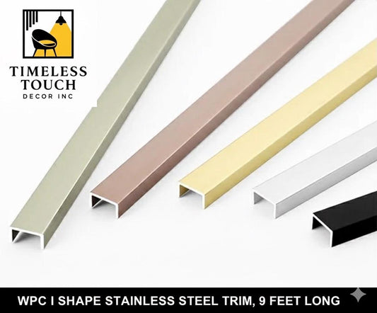 9 FT WPC I-Shape Stainless Steel Look Trim (Multi-Color Flat Strip)