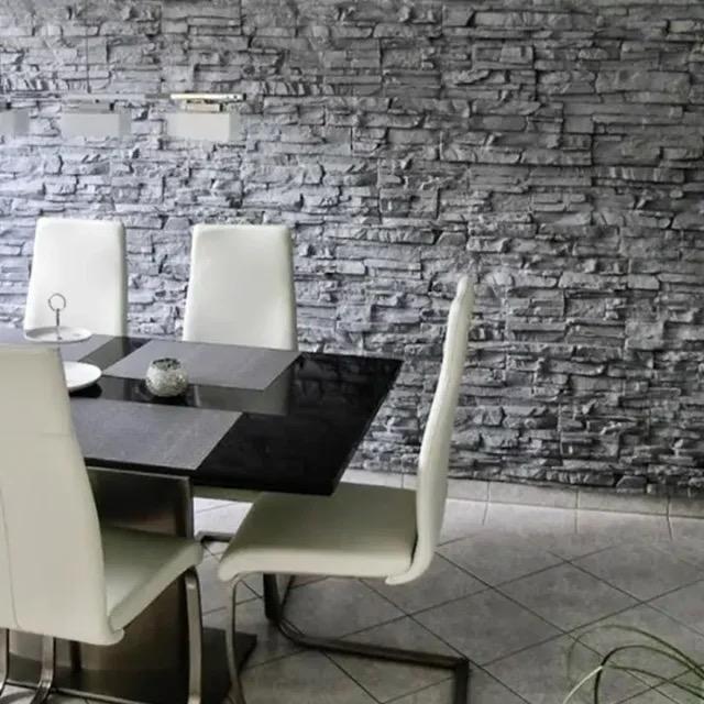 3D Faux Stacked Slate Vertical Panel (Deep Charcoal Gray)