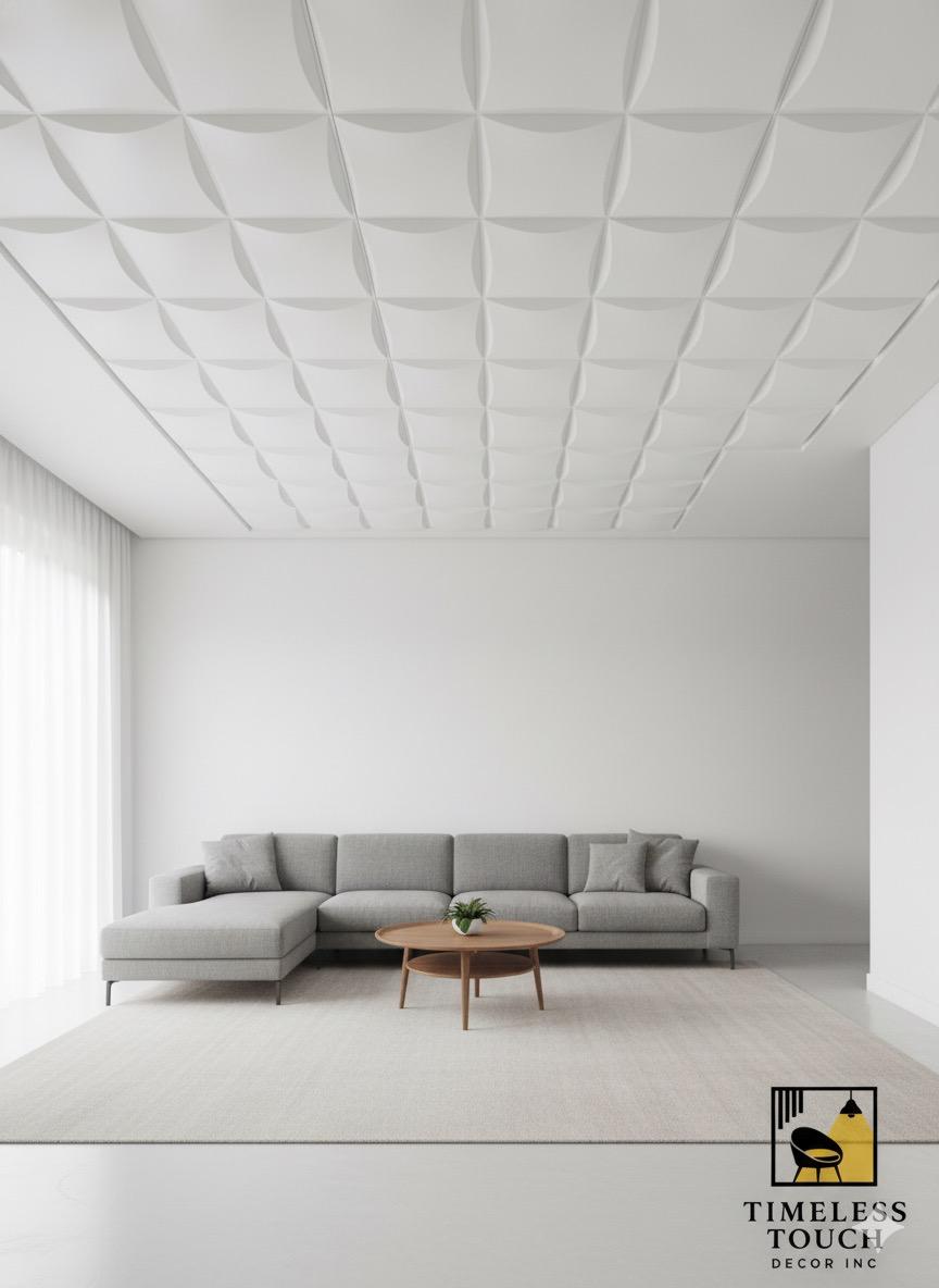 3D White Geometric Rib / Smooth Corner Wall Panel