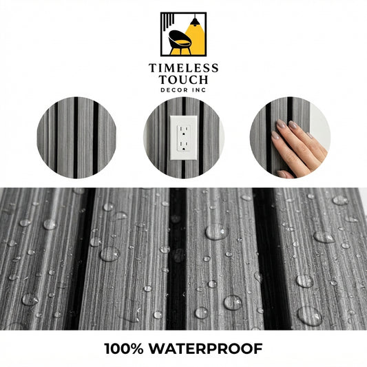 3D Fluted Wall Panel - Contemporary Gray Faux Wood Grain (Vertical Slats)