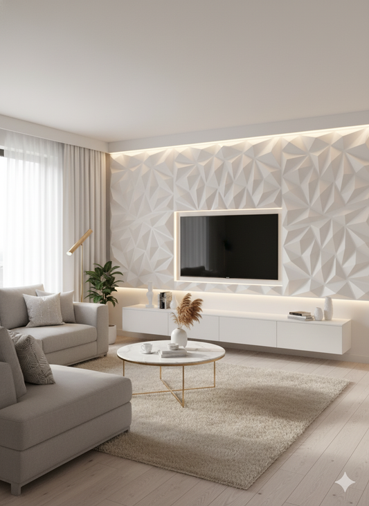 3D White Vertical Hourglass Sculpted Wall Panel (Flowing Organic Design)