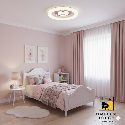 Luxury Round Crystal Flower LED Ceiling Light (Pink Center)