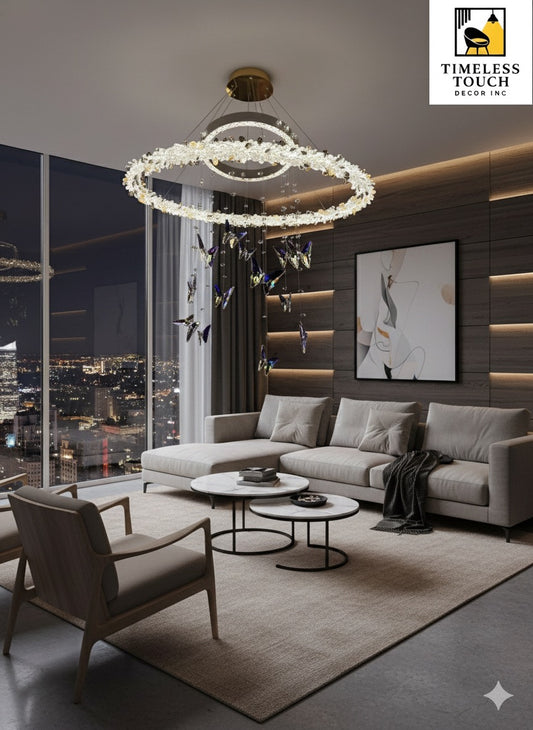 Luxury Two-Tier Crystal Flower Chandelier with Gold Accents