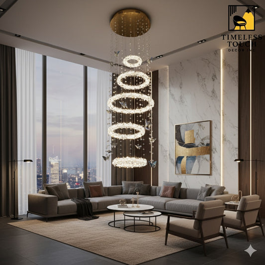 Luxury Crystal Butterfly Chandelier (Two-Tier Ring Design)