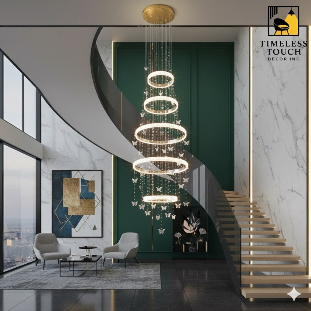 Luxury Crystal Butterfly Chandelier (Two-Tier Ring Design)