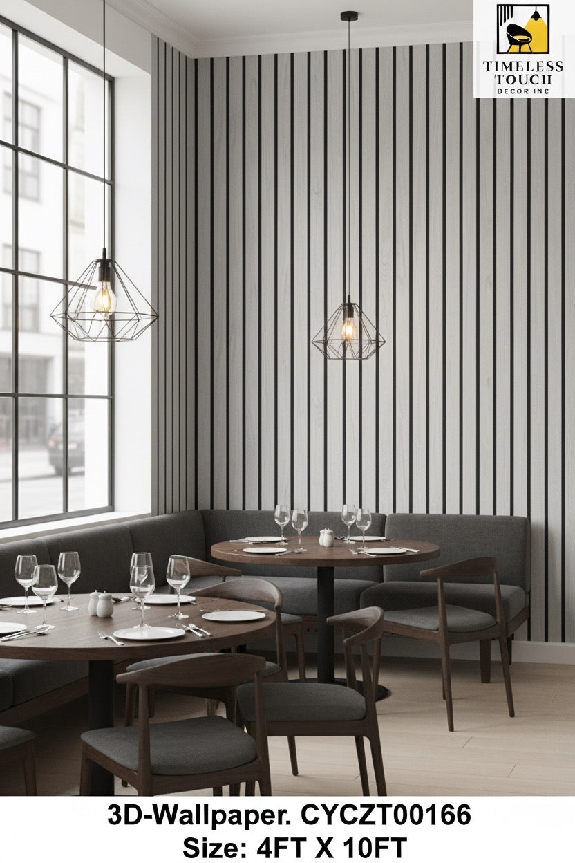 3D Light Oak Slat Wall Wallpaper (Modern Vertical Wood Look - 4 FT x 10 FT)