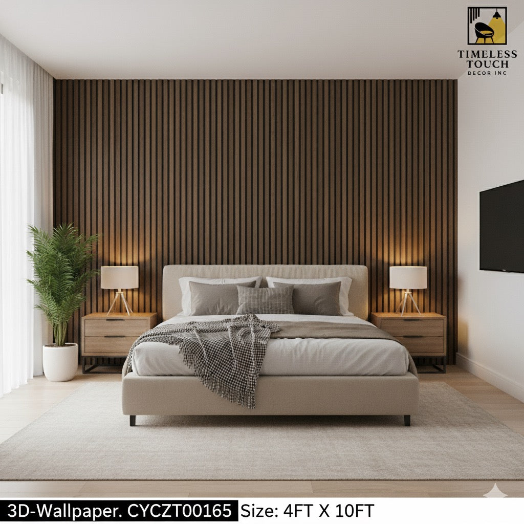 Wall Wallpaper (Modern Vertical Wood Look - 4 FT x 10 FT)