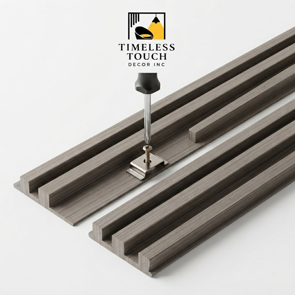 Modern White Fluted Wall Panel with Silver Marble Veining (Vertical Slats)
