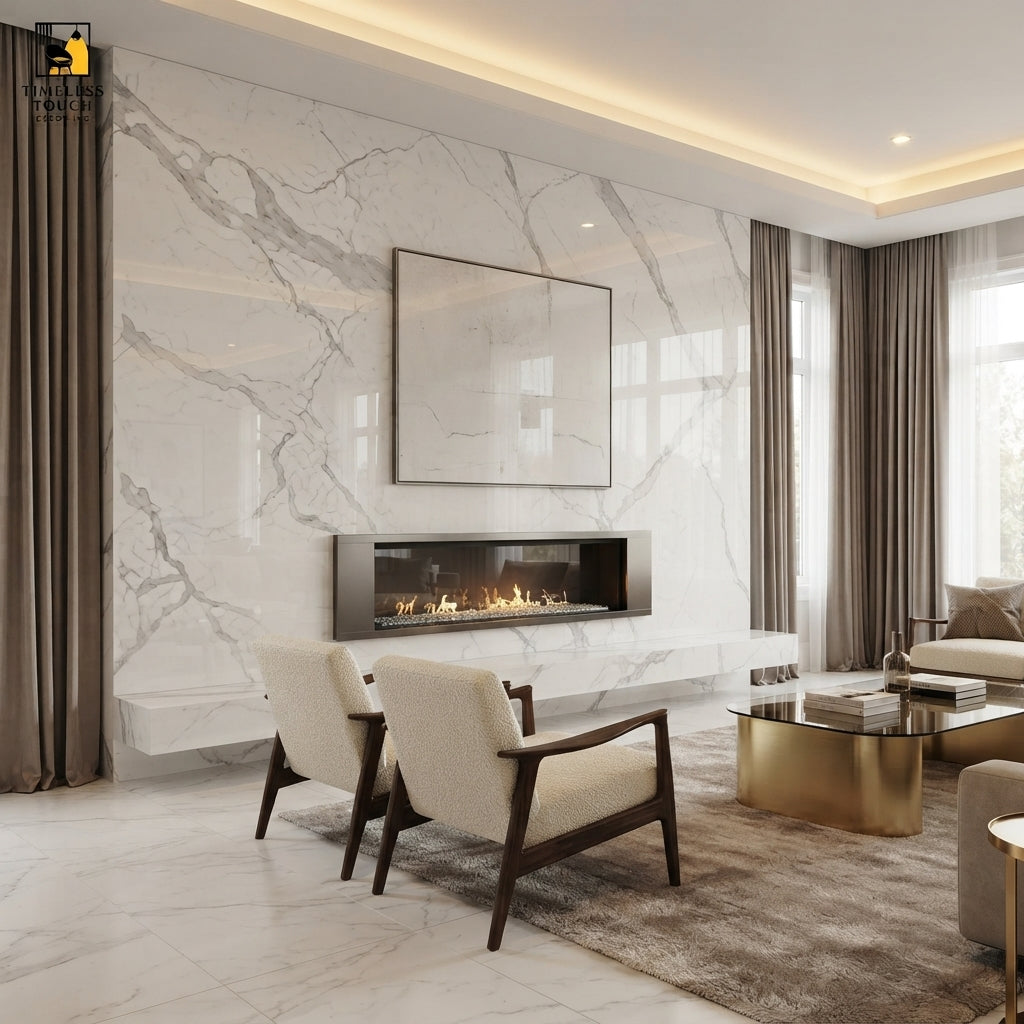 Carrara White UV Marble Sheet (9ft x 4ft)