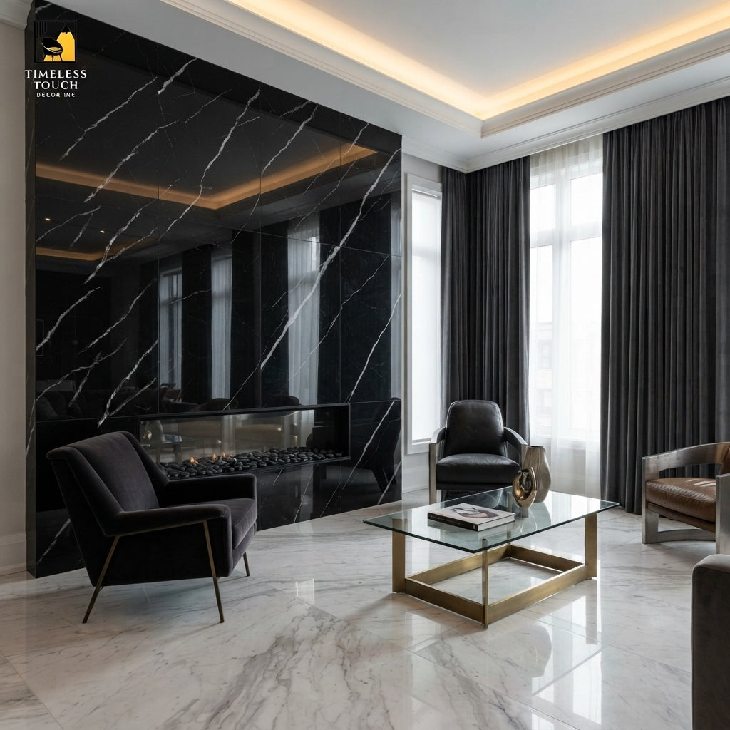 Nero Marquina Black & White UV Marble Sheet (9ft x 4ft)