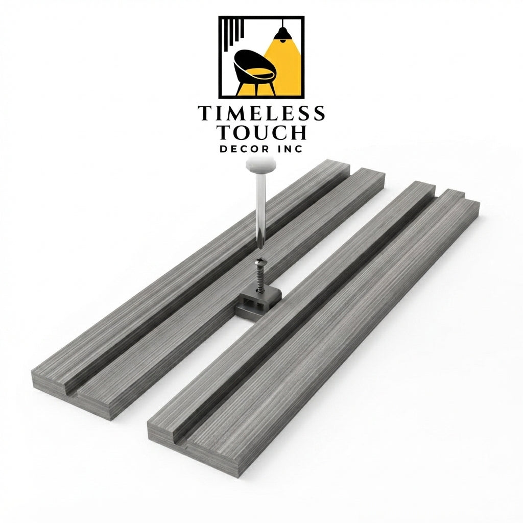 3D Fluted Wall Panel - Contemporary Gray Faux Wood Grain (Vertical Slats)