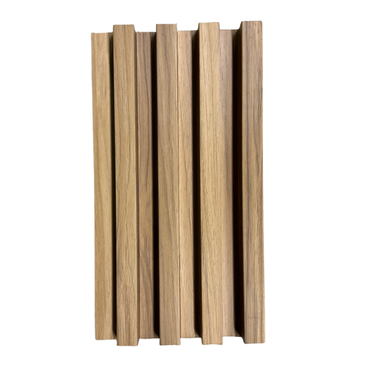 3D Fluted Wall Panel - Natural Teak Faux Wood Grain (Vertical Slats)