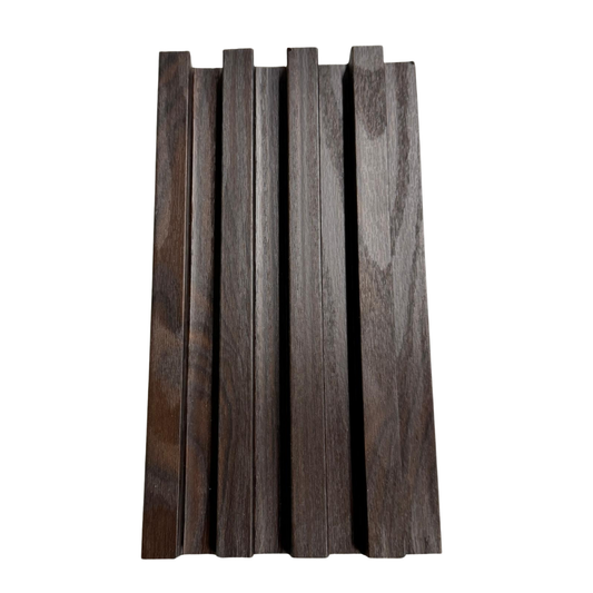3D Fluted Wall Panel - Rich Espresso Faux Wood Grain (Vertical Slats)