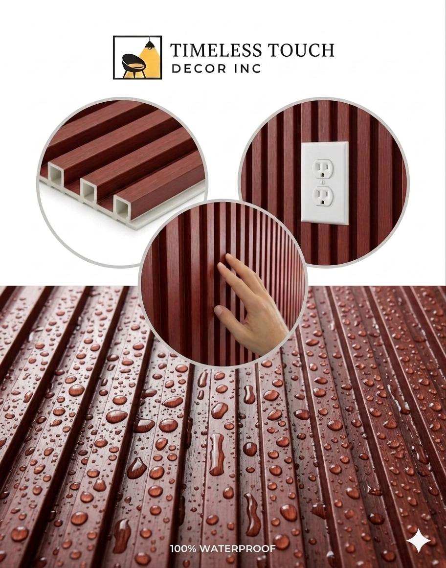Red Wood WPC Fluted Wall Panel – 9.5 FT Decorative Waterproof Interior Wall Cladding