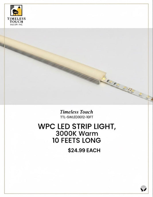 10 FT WPC LED Strip Light (3000K Warm White / Architectural Profile)