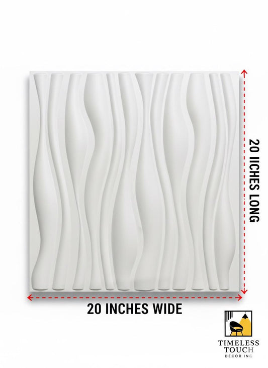 3D White Diagonal Flow / Wave Sculpted Wall Panel