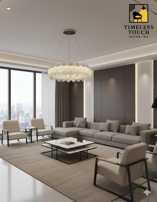 Luxury Two-Tier LED Crystal Flower Chandelier (Modern Glam Statement)