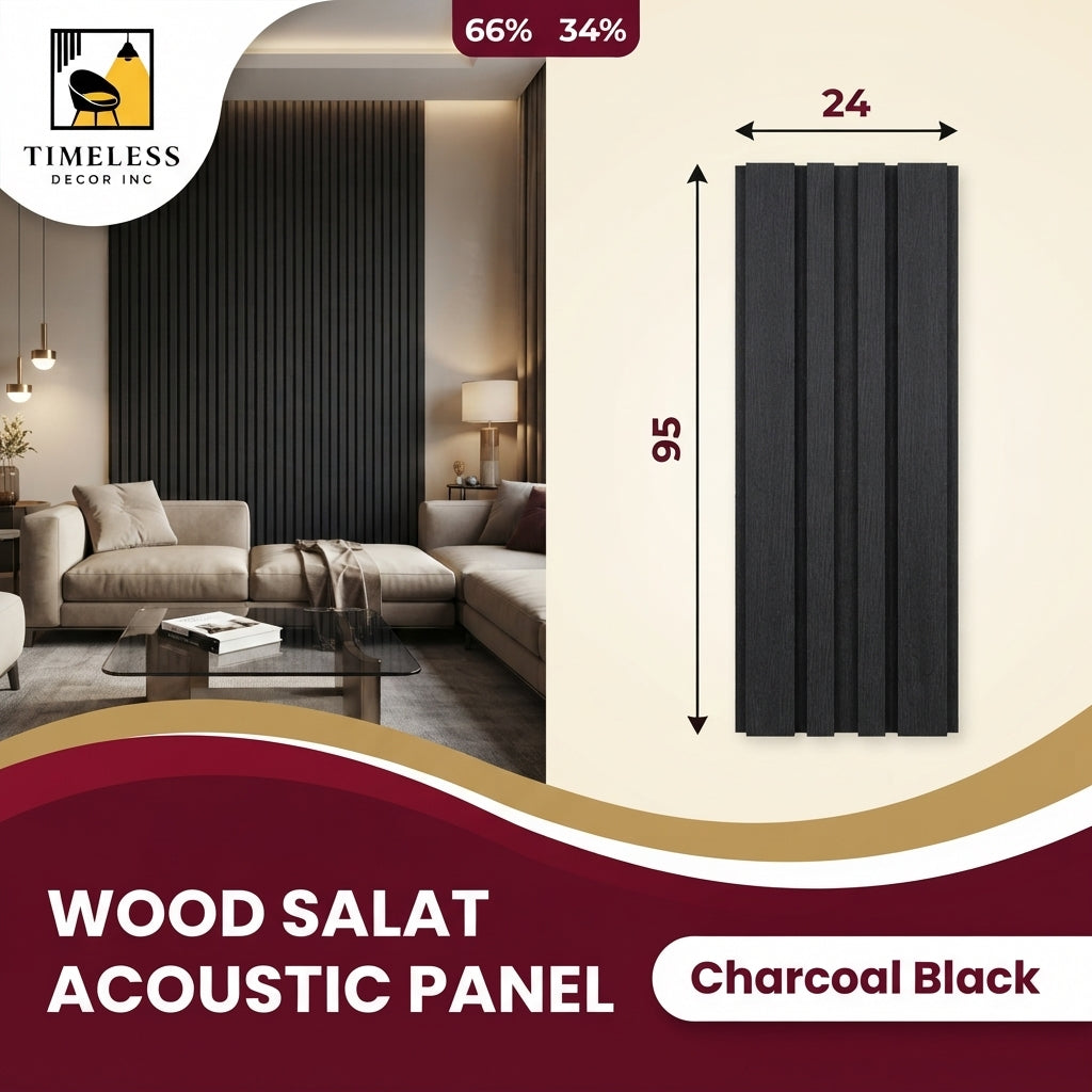 Modern Charcoal Black Wood Slats