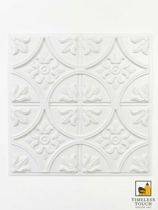 White 3D Floral Decorative Ceiling Panel – 2 × 2 Feet
