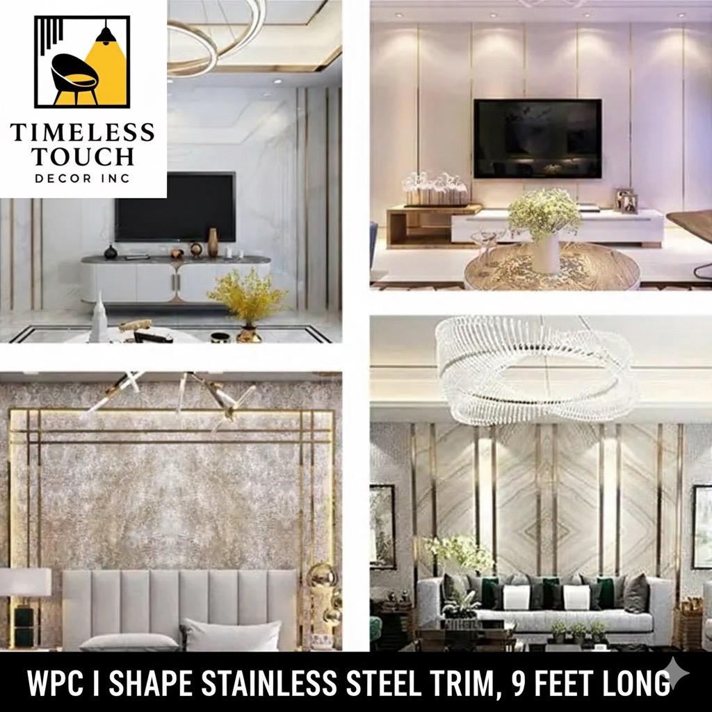 9 FT Flexible WPC I-Shape Metallic Accent Strip (Self-Adhesive Trim)