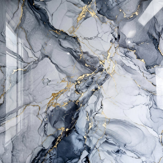 Charcoal & Gold Liquid UV Marble Sheet (9ft x 4ft)