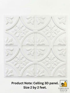 White 3D Floral Decorative Ceiling Panel – 2 × 2 Feet