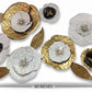 Glam White, Black, and Gold Floral Metal Wall Art