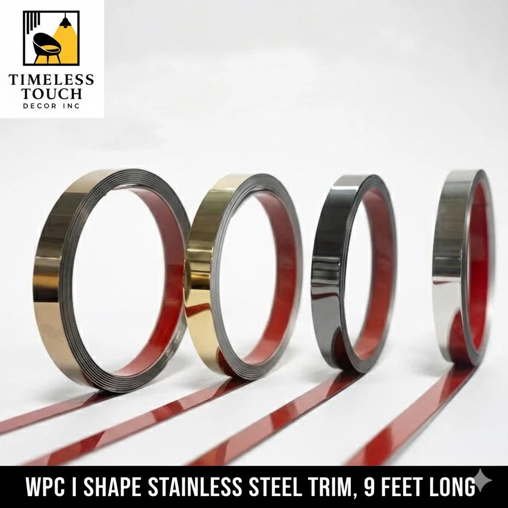 9 FT Flexible WPC I-Shape Metallic Accent Strip (Self-Adhesive Trim)