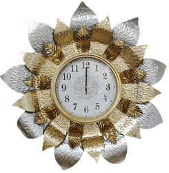 Large Multi-Tone Metallic Flower Wall Clock
