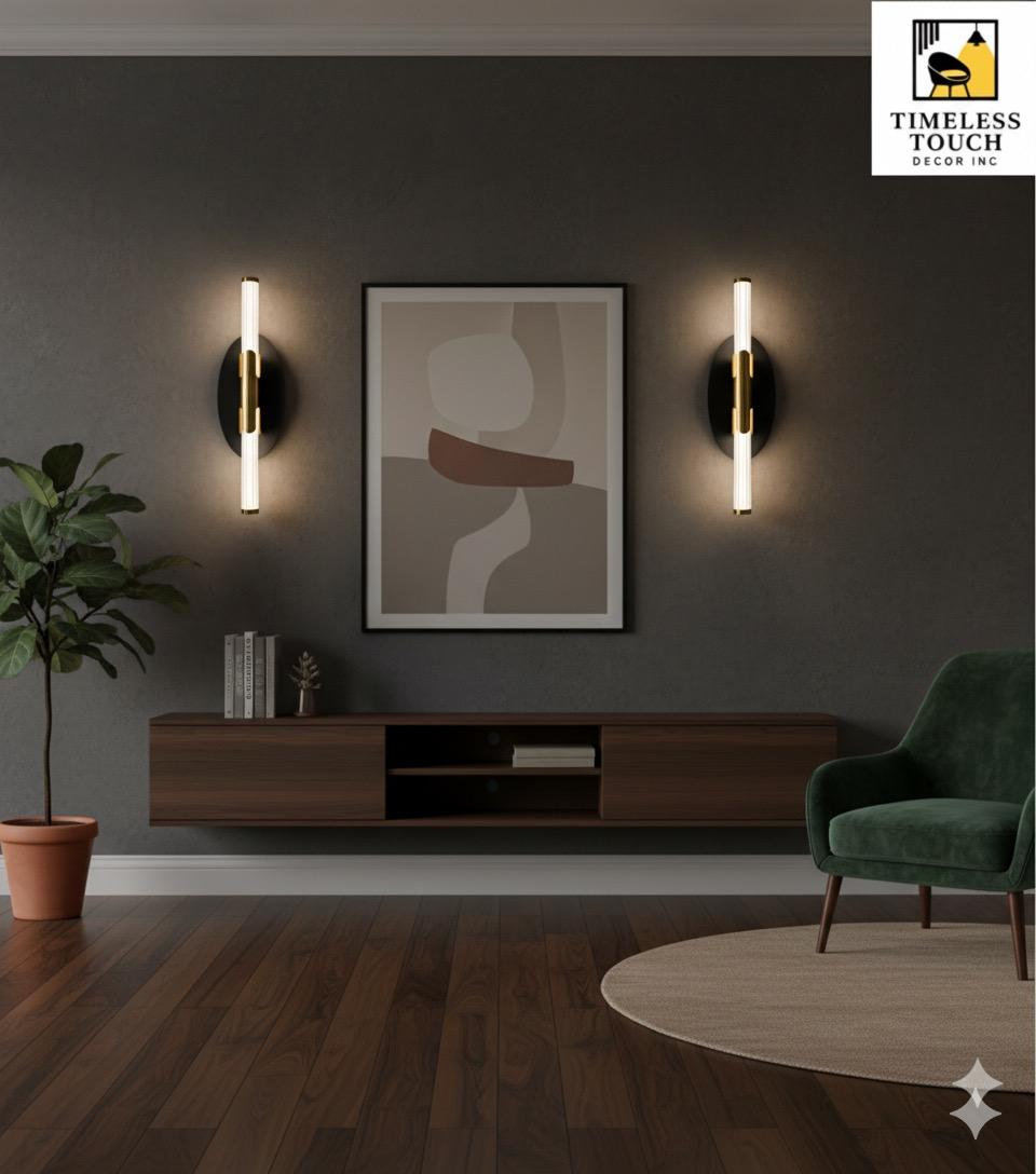 Modern Black & Gold LED Wall Sconce (Single Ring Crystal Effect)