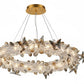 Luxury Amber Crystal Ring Chandelier with Fluttering Butterflies