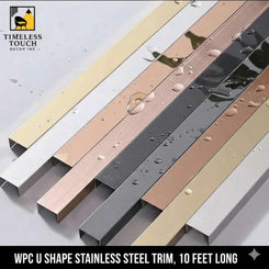 10 FT WPC U-Shape Stainless Steel Look Trim (Multi-Color Edge Cap)