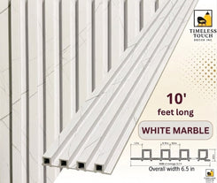 White Wood WPC Fluted Wall Panel – 9 FT Decorative Waterproof Interior Wall Cladding
