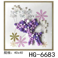 3D Purple Pom-Pom Deer Wall Art for Nursery