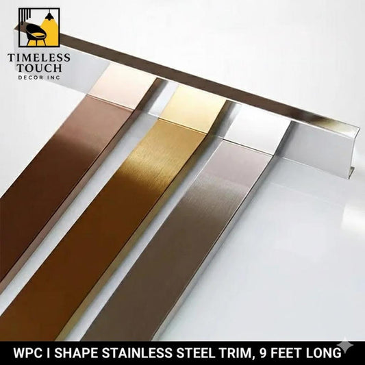 9 FT WPC I-Shape Stainless Steel Look Trim (Multi-Color Flat Strip)
