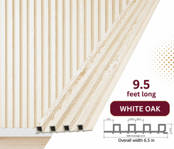 White Oak WPC Fluted Wall Panel – 9 FT Decorative Waterproof Interior Wall Cladding
