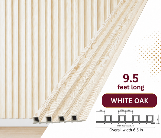 White Oak WPC Fluted Wall Panel – 9 FT Decorative Waterproof Interior Wall Cladding