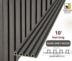 3D Fluted Wall Panel - Chevron Charcoal Faux Wood Slats