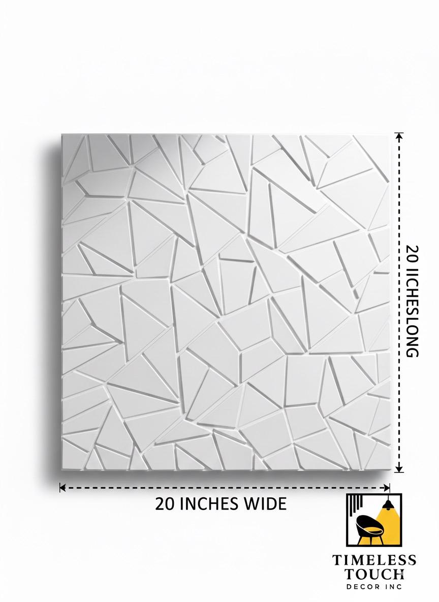 3D White Abstract Facet / Cracked Geometric Wall Panel