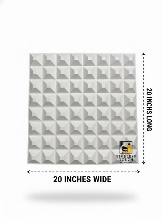 3D White Convex Pyramid Wall Panel (Acoustic / Geometric Tile)