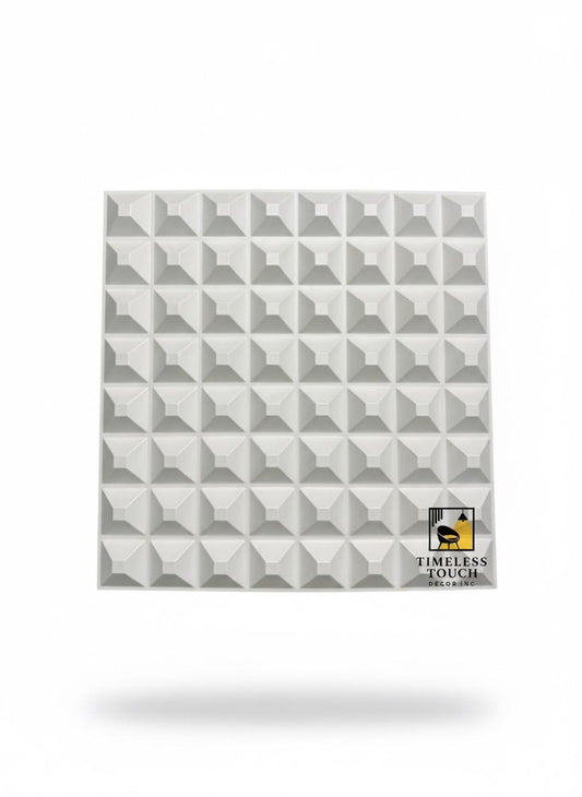3D White Convex Pyramid Wall Panel (Acoustic / Geometric Tile)