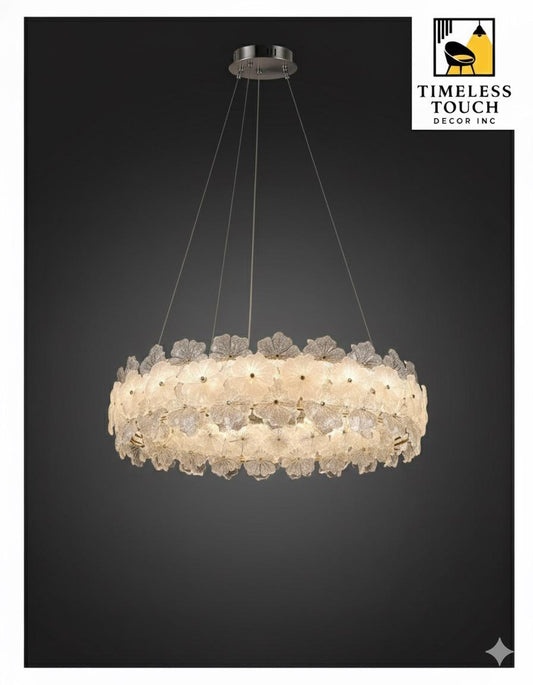 Luxury Two-Tier LED Crystal Flower Chandelier (Modern Glam Statement)