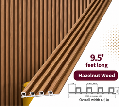 Hazelnut Wood WPC Fluted Wall Panel – 9 FT Decorative Waterproof Interior Wall Cladding