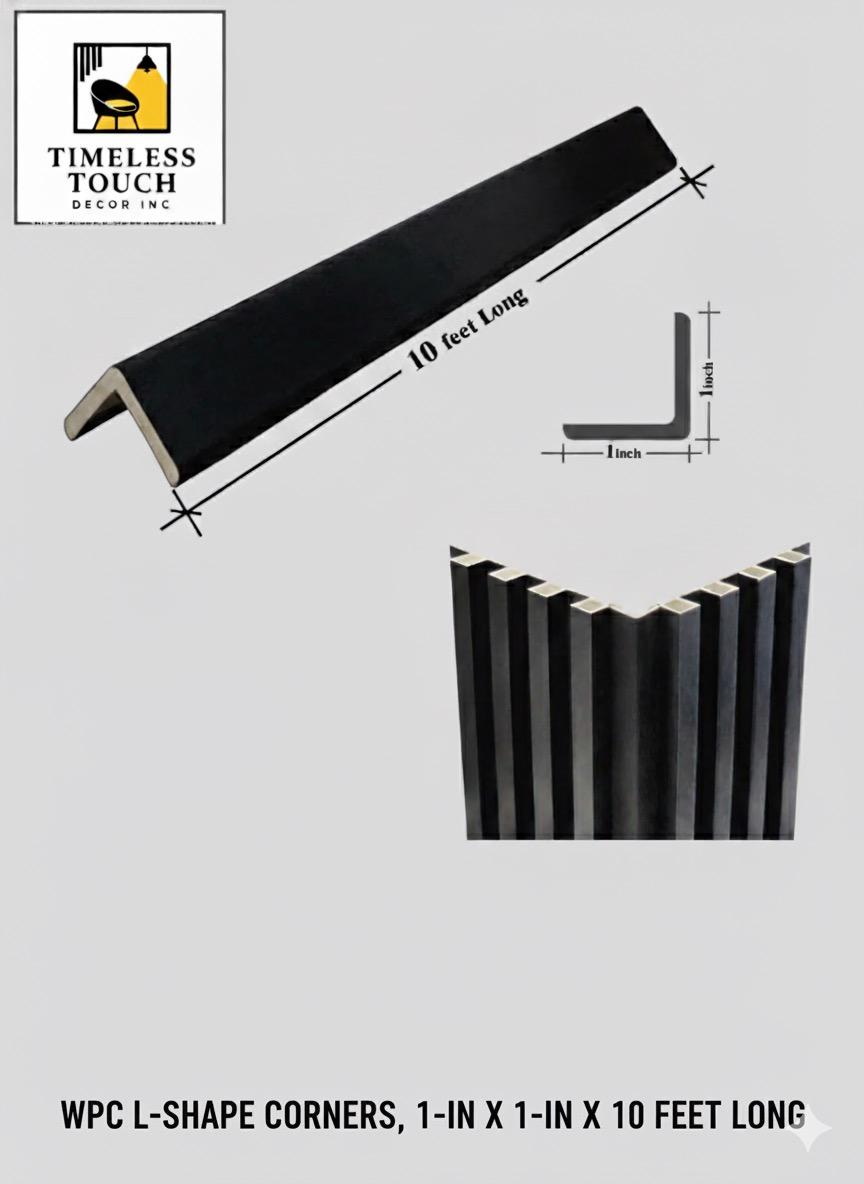 10 FT WPC L-Shape Outside Corner Trim (Wood Grain & Metallic Finishes)