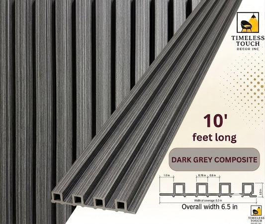 Modern Charcoal Fluted Wall Panel with Marble Veining (Vertical Slats)