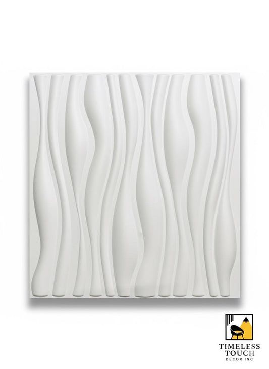 3D White Diagonal Flow / Wave Sculpted Wall Panel