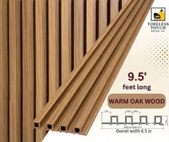 3D Fluted Wall Panel - Natural Teak Faux Wood Grain (Vertical Slats)