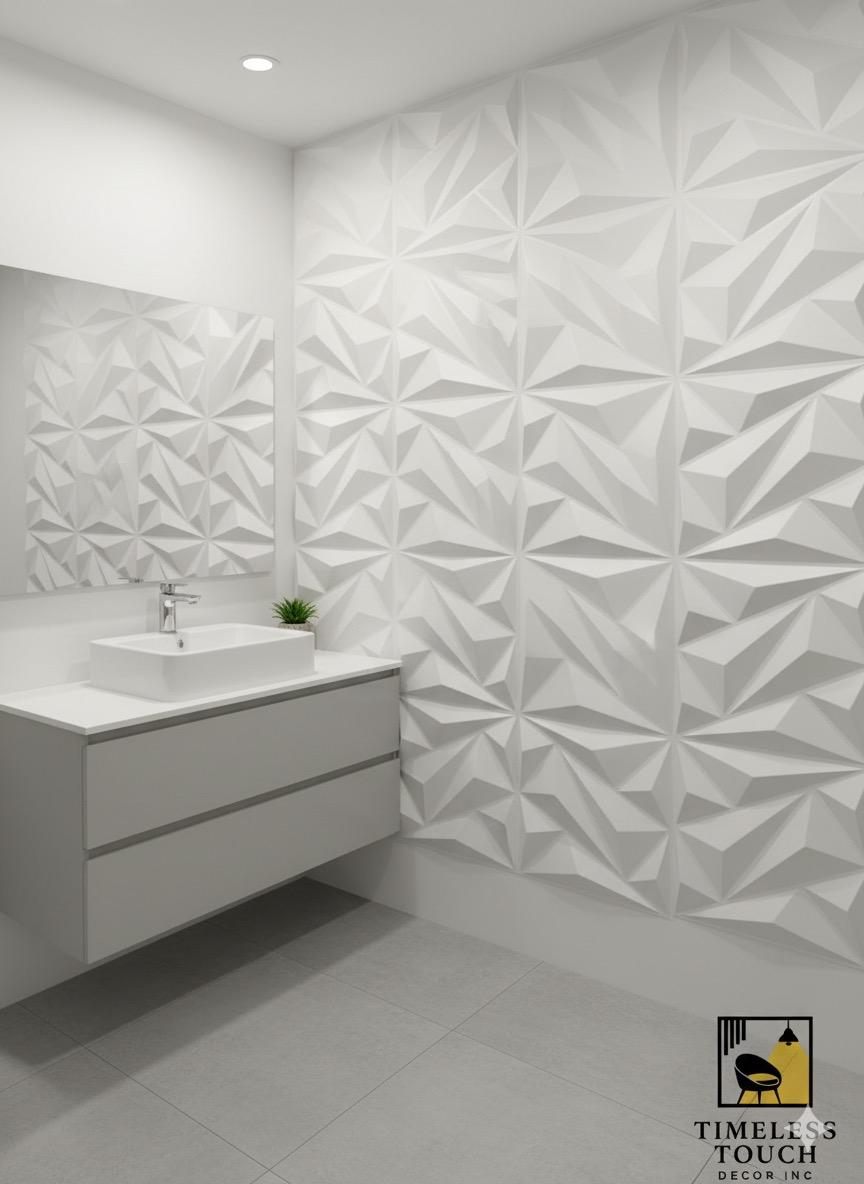 3D White Abstract Flowing Vertical Lines Wall Panel