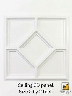 3D Geometric Ceiling Panel – 2×2 Feet (White)